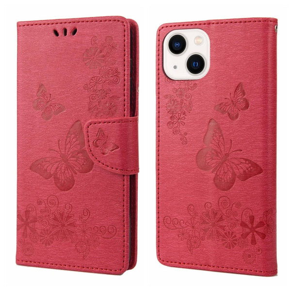 Butterfly Embossed Horizontal Flip Leather Phone Case, For iPhone 14, For iPhone 14 Plus, For iPhone 14 Pro