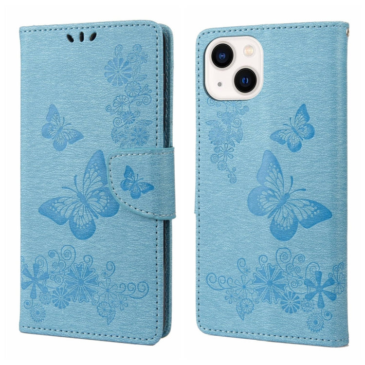 Butterfly Embossed Horizontal Flip Leather Phone Case, For iPhone 14, For iPhone 14 Plus, For iPhone 14 Pro