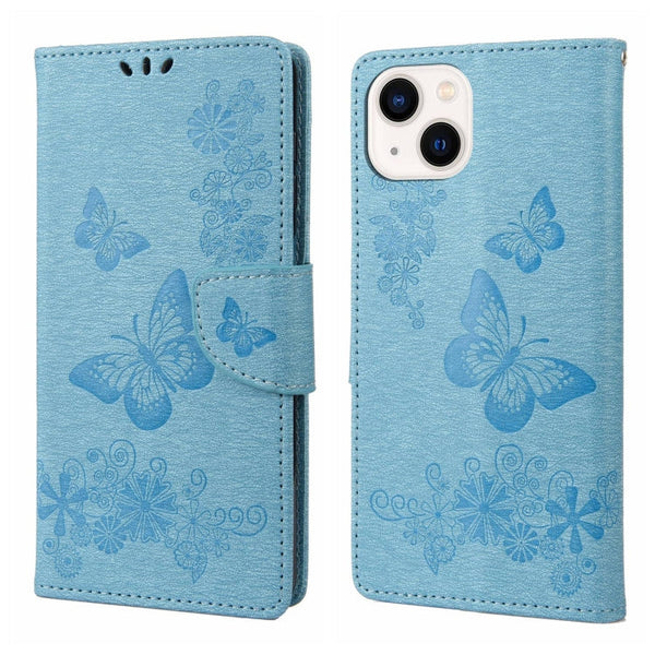 Butterfly Embossed Horizontal Flip Leather Phone Case, For iPhone 14, For iPhone 14 Plus, For iPhone 14 Pro