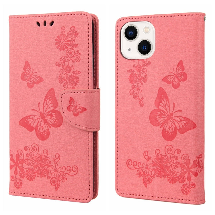 Butterfly Embossed Horizontal Flip Leather Phone Case, For iPhone 14, For iPhone 14 Plus, For iPhone 14 Pro