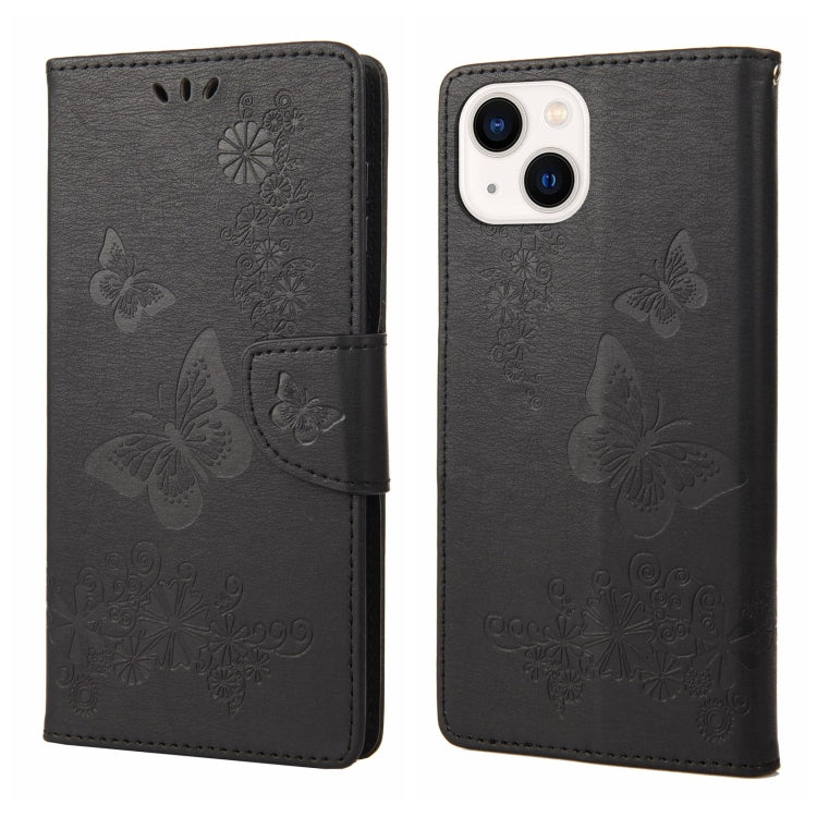 Butterfly Embossed Horizontal Flip Leather Phone Case, For iPhone 14, For iPhone 14 Plus, For iPhone 14 Pro