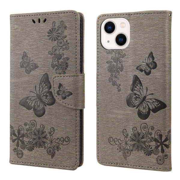 Butterfly Embossed Horizontal Flip Leather Phone Case, For iPhone 14, For iPhone 14 Plus, For iPhone 14 Pro