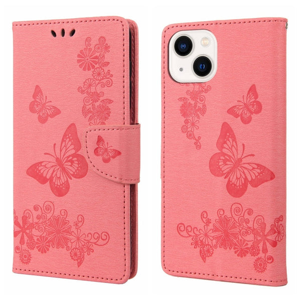 Butterfly Embossed Horizontal Flip Leather Phone Case, For iPhone 14, For iPhone 14 Plus, For iPhone 14 Pro