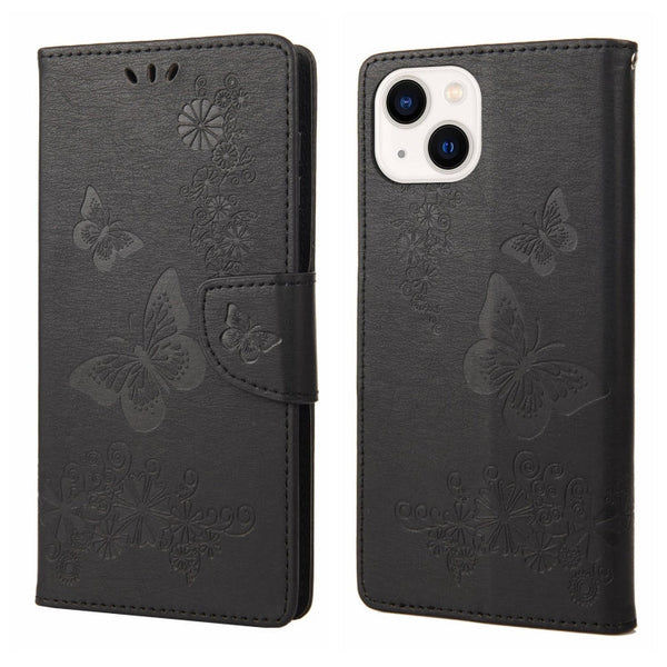 Butterfly Embossed Horizontal Flip Leather Phone Case, For iPhone 14, For iPhone 14 Plus, For iPhone 14 Pro