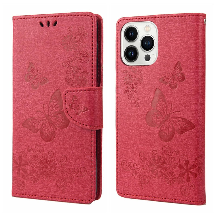 Butterfly Embossed Horizontal Flip Leather Phone Case, For iPhone 14, For iPhone 14 Plus, For iPhone 14 Pro