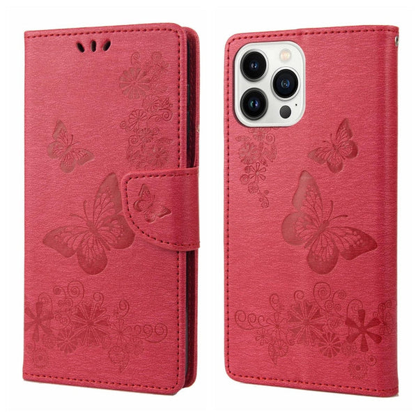 Butterfly Embossed Horizontal Flip Leather Phone Case, For iPhone 14, For iPhone 14 Plus, For iPhone 14 Pro