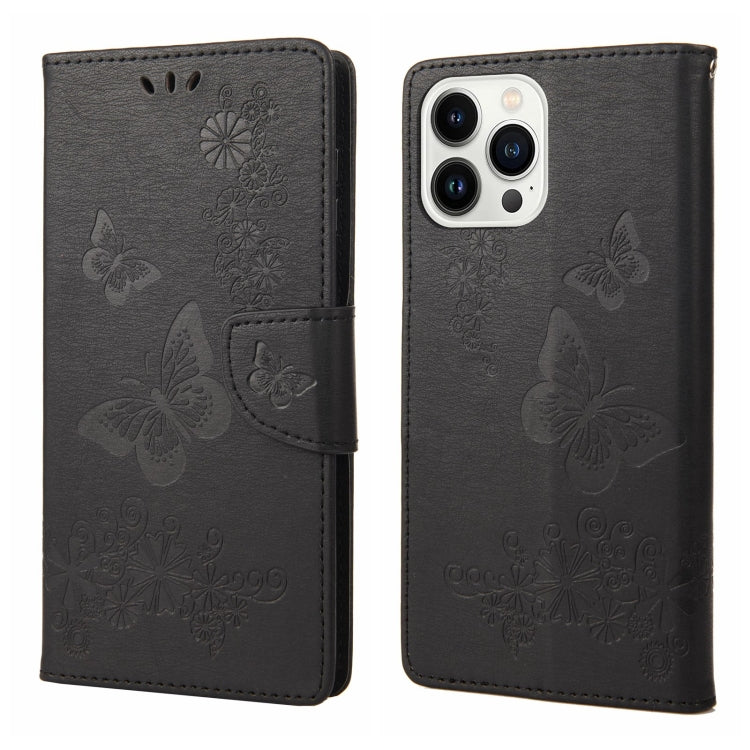 Butterfly Embossed Horizontal Flip Leather Phone Case, For iPhone 14 Pro Max