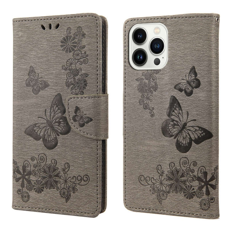 Butterfly Embossed Horizontal Flip Leather Phone Case, For iPhone 14 Pro Max