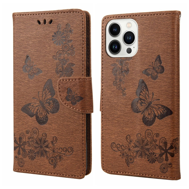 Butterfly Embossed Horizontal Flip Leather Phone Case, For iPhone 14 Pro Max