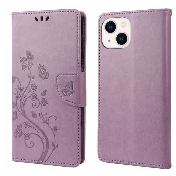 Butterfly Flower Pattern Flip Leather Phone Case