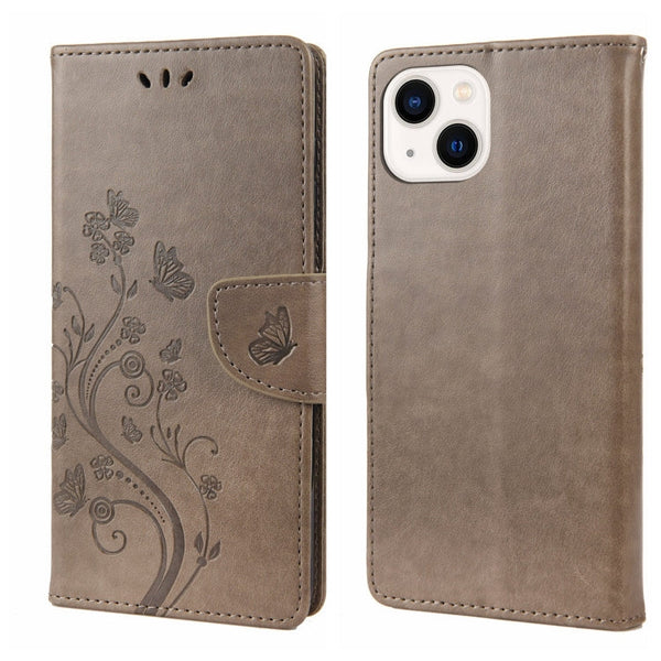 Butterfly Flower Pattern Flip Leather Phone Case