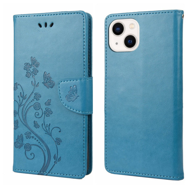 Butterfly Flower Pattern Flip Leather Phone Case