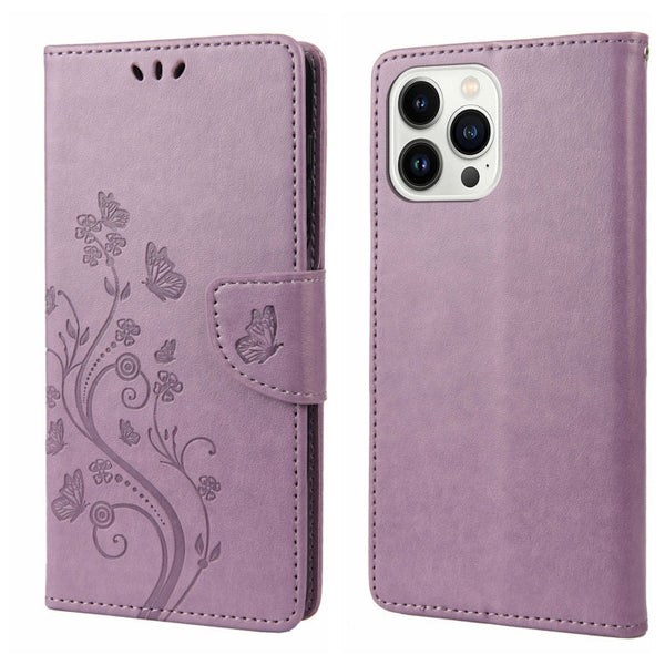 Butterfly Flower Pattern Flip Leather Phone Case