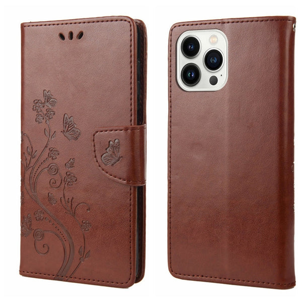 Butterfly Flower Pattern Flip Leather Phone Case