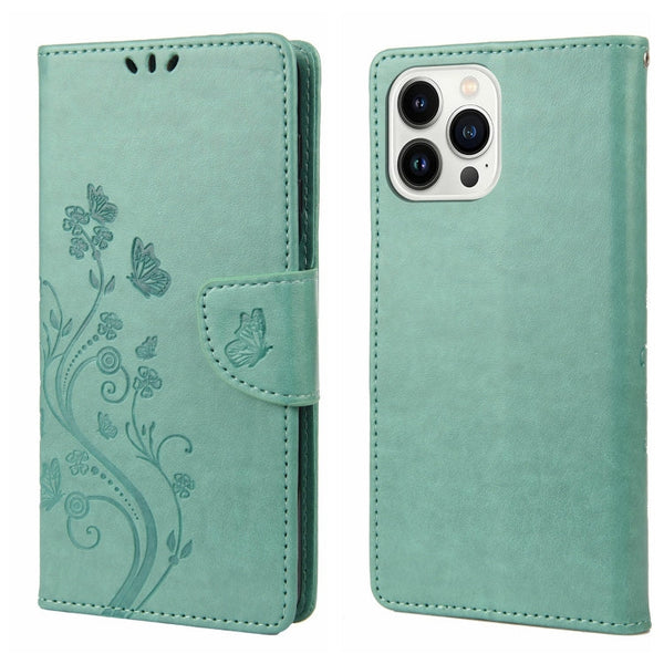 Butterfly Flower Pattern Flip Leather Phone Case