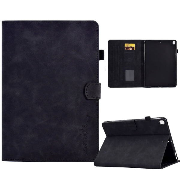 Embossed Smile Flip Tablet Leather Smart Case