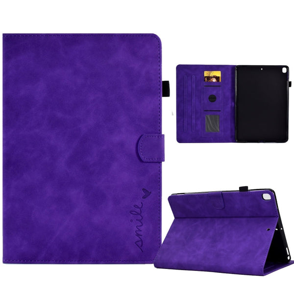 Embossed Smile Flip Tablet Leather Smart Case
