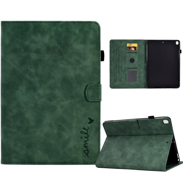Embossed Smile Flip Tablet Leather Smart Case