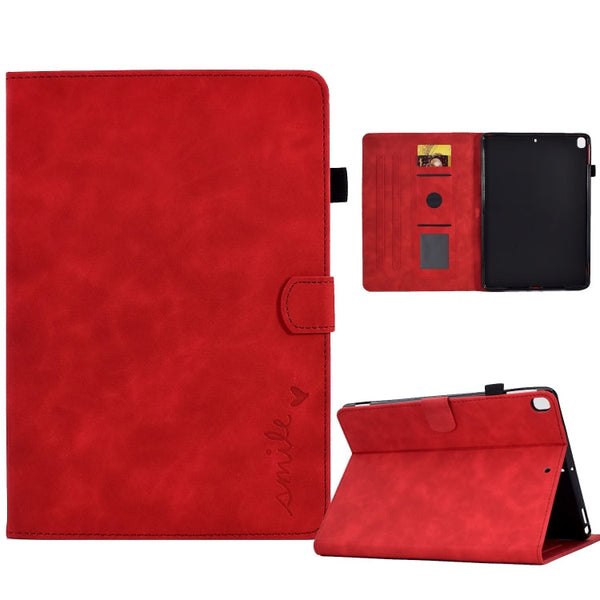 Embossed Smile Flip Tablet Leather Smart Case
