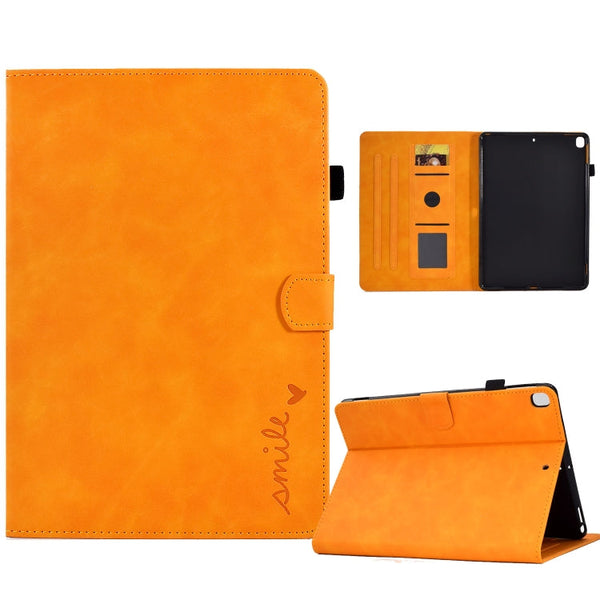 Embossed Smile Flip Tablet Leather Smart Case