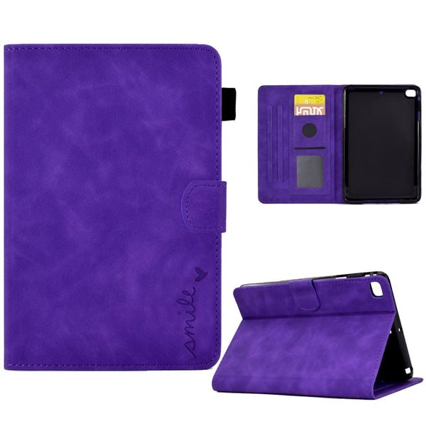 Embossed Smile Flip Tablet Leather Smart Case