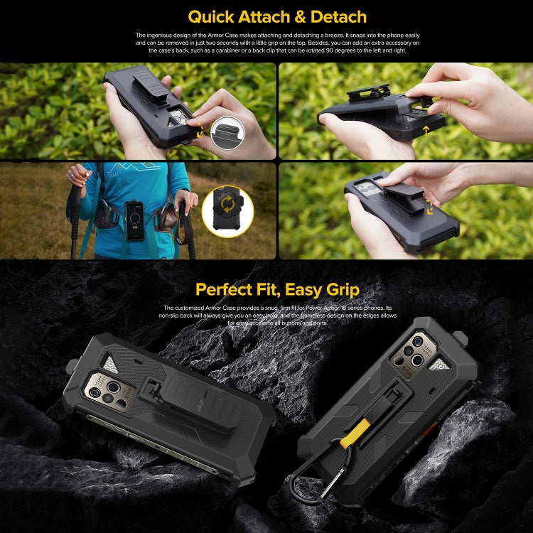 For Ulefone Power Armor 18 Ultra / 18T / 18T Ultra / 19 / 19T  Ulefone Back Clip Phone Case with Carabiner