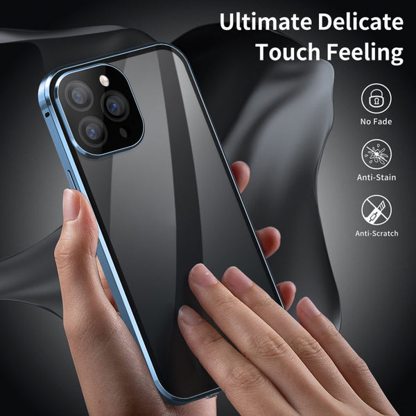 Dual-Lock Anti-peeping Glass 360 Full Body Frosted Magnetic Phone Case