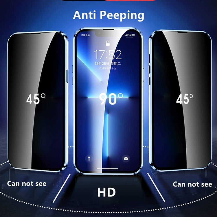 Dual-Lock Anti-peeping Glass 360 Full Body Frosted Magnetic Phone Case
