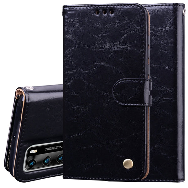Business Style Oil Wax Texture Horizontal Flip Leather Case, with Holder & Card Slots & Wallet