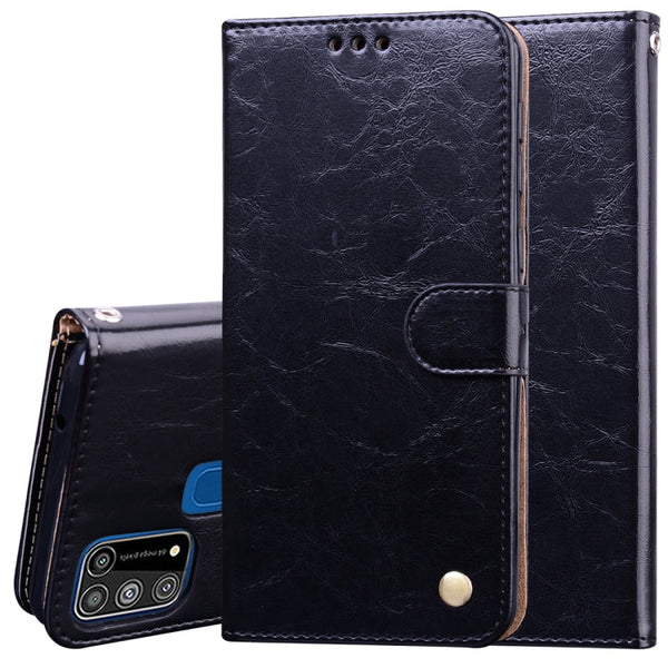 Business Style Oil Wax Texture Horizontal Flip Leather Case, with Holder & Card Slots & Wallet