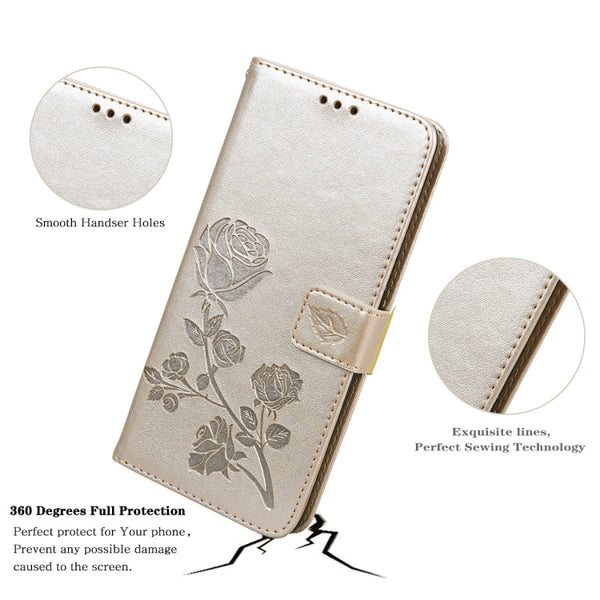 Rose Embossed Flip PU Leather Phone Case