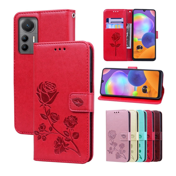 Rose Embossed Flip PU Leather Phone Case