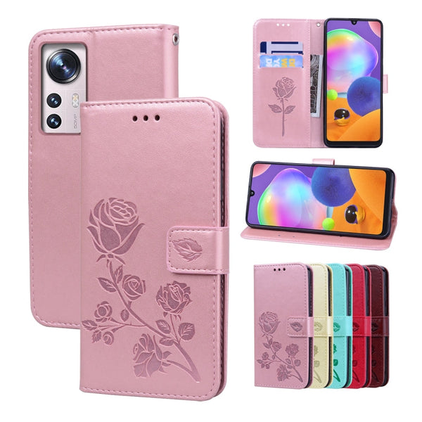 Rose Embossed Flip PU Leather Phone Case