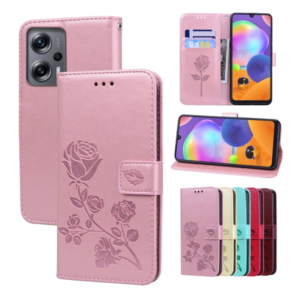 Rose Embossed Flip PU Leather Phone Case