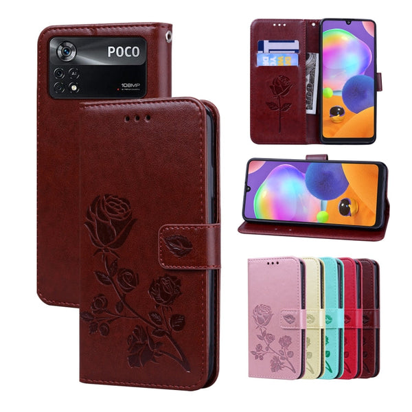 Rose Embossed Flip PU Leather Phone Case