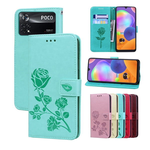 Rose Embossed Flip PU Leather Phone Case