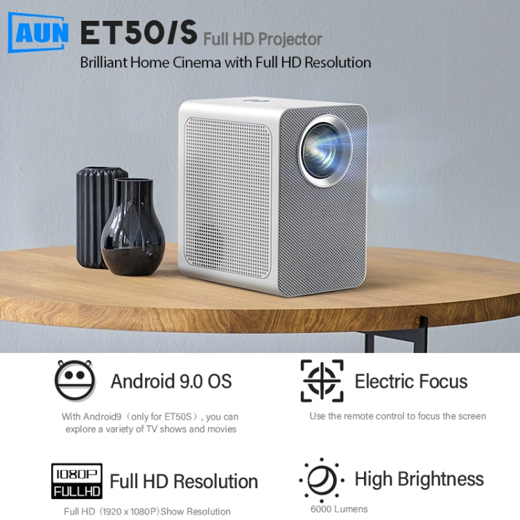 AUN ET50 4 inch 180 Lumens 1920x1080P Smart LED Mini Projector, US Plug