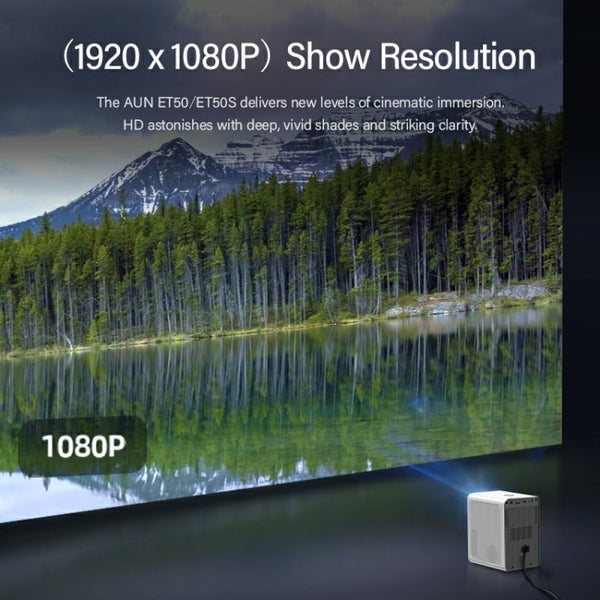 AUN ET50 4 inch 180 Lumens 1920x1080P Smart LED Mini Projector, US Plug