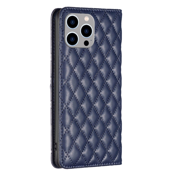 Diamond Lattice Magnetic Leather Flip Phone Case, For iPhone 14 Pro Max, For iPhone 14 Pro, For iPhone 14 Plus, For iPhone 14