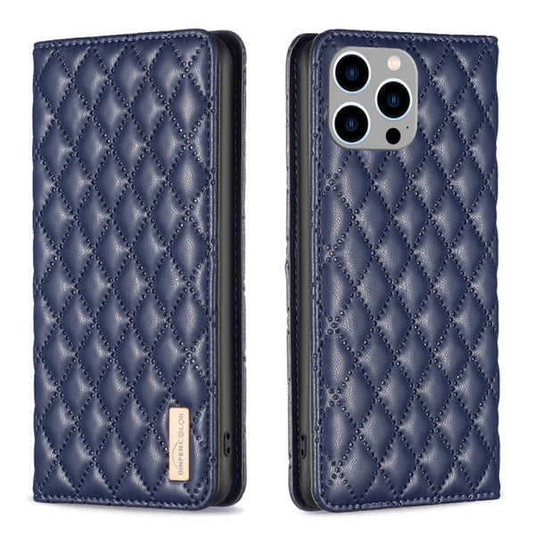 Diamond Lattice Magnetic Leather Flip Phone Case, For iPhone 14 Pro Max, For iPhone 14 Pro, For iPhone 14 Plus, For iPhone 14