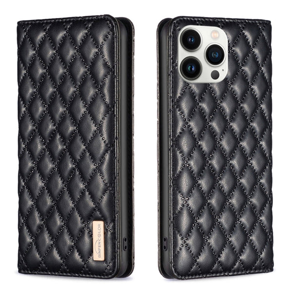 Diamond Lattice Magnetic Leather Flip Phone Case, For iPhone 13 Pro Max, For iPhone 13 Pro, For iPhone 13, For iPhone 12 Pro Max