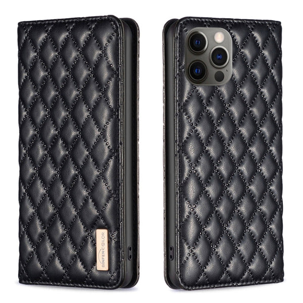 Diamond Lattice Magnetic Leather Flip Phone Case, For iPhone 12 / 12 Pro, For iPhone 11 Pro Max, For iPhone 11 Pro, For iPhone 11