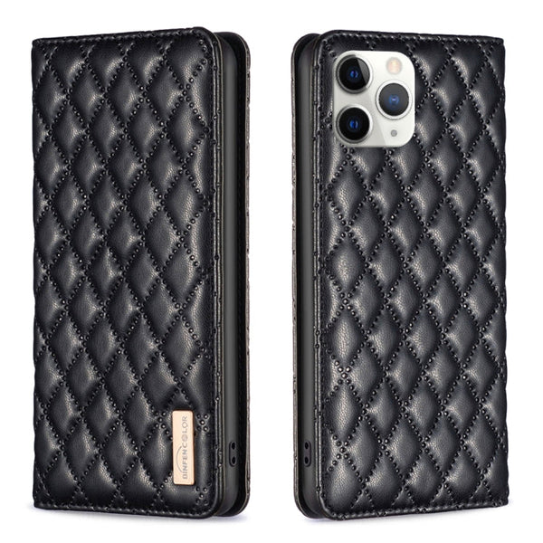 Diamond Lattice Magnetic Leather Flip Phone Case, For iPhone 12 / 12 Pro, For iPhone 11 Pro Max, For iPhone 11 Pro, For iPhone 11
