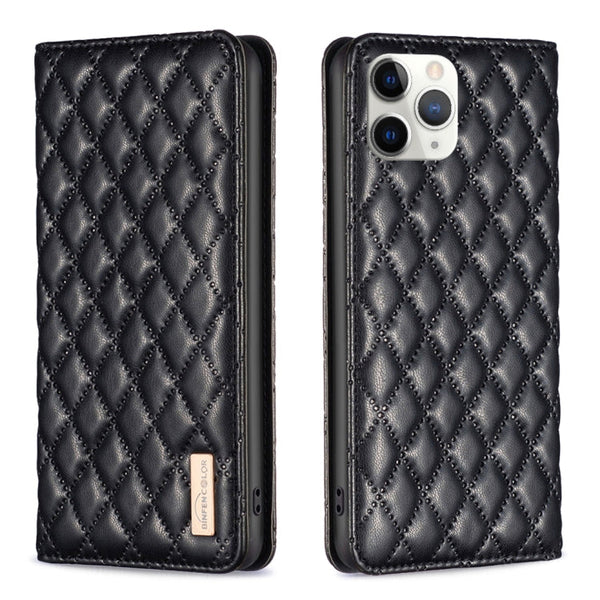 Diamond Lattice Magnetic Leather Flip Phone Case, For iPhone 12 / 12 Pro, For iPhone 11 Pro Max, For iPhone 11 Pro, For iPhone 11
