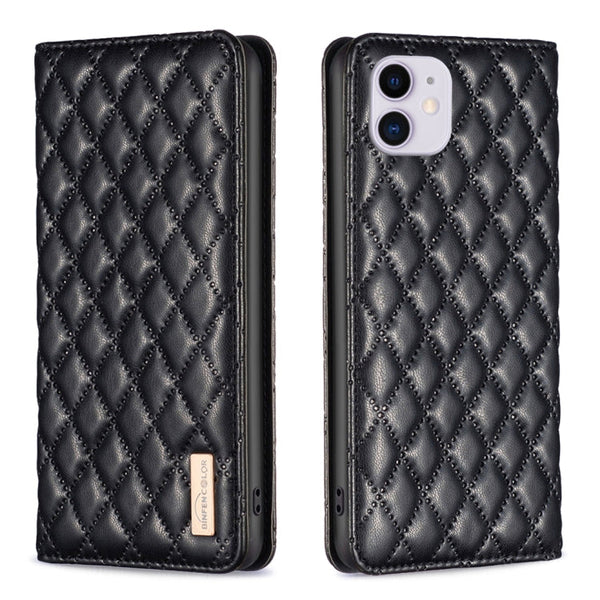 Diamond Lattice Magnetic Leather Flip Phone Case, For iPhone 12 / 12 Pro, For iPhone 11 Pro Max, For iPhone 11 Pro, For iPhone 11