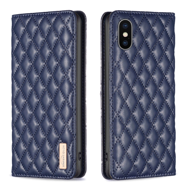 Diamond Lattice Magnetic Leather Flip Phone Case, For iPhone SE 2022 / SE 2020 / 8 / 7, For iPhone XS Max, For iPhone XS / X, For iPhone XR