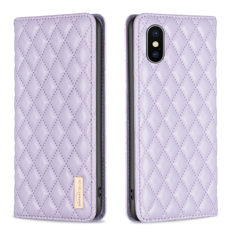 Diamond Lattice Magnetic Leather Flip Phone Case, For iPhone SE 2022 / SE 2020 / 8 / 7, For iPhone XS Max, For iPhone XS / X, For iPhone XR