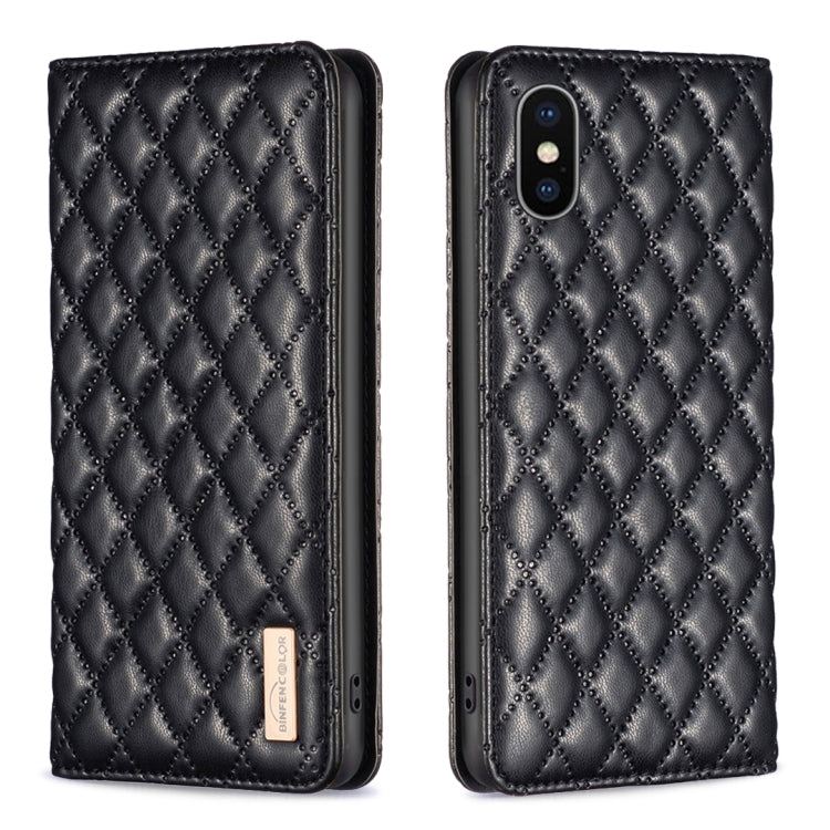 Diamond Lattice Magnetic Leather Flip Phone Case, For iPhone SE 2022 / SE 2020 / 8 / 7, For iPhone XS Max, For iPhone XS / X, For iPhone XR