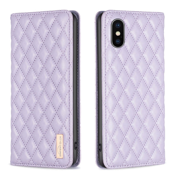 Diamond Lattice Magnetic Leather Flip Phone Case, For iPhone SE 2022 / SE 2020 / 8 / 7, For iPhone XS Max, For iPhone XS / X, For iPhone XR