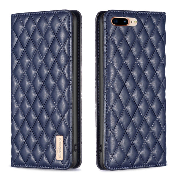 Diamond Lattice Magnetic Leather Flip Phone Case, For iPhone 8 Plus / 7 Plus